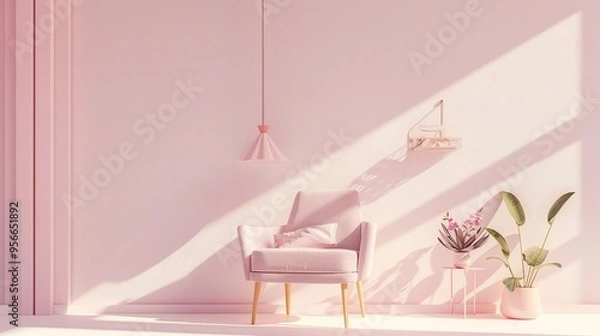 Fototapeta Stunning Modern Minimalist Pale Pink Background: A Chic and Serene Visual. Showcasing Elegance and Simplicity.