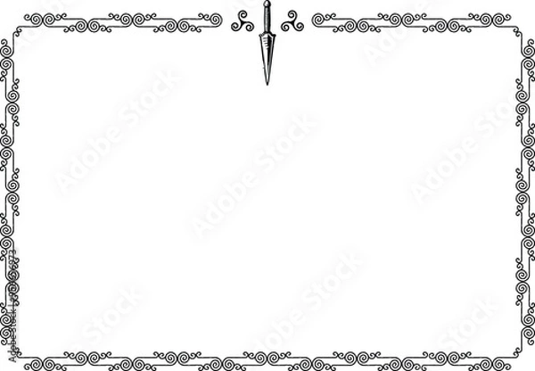 Obraz Rectangular Frame - Celtic Curved Lines Border - Dagger Header