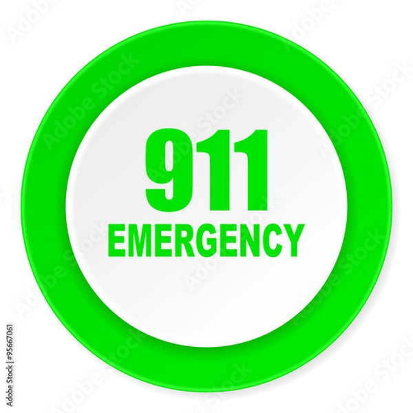 Fototapeta number emergency 911 green fresh circle 3d modern flat design icon on white background