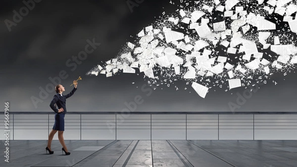 Fototapeta Businesswoman play pipe