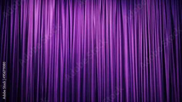 Obraz Full view of a purple curtain with vertical, smooth folds, creating a rich and elegant backdrop, perfect for stage or event decoration..