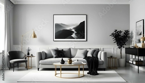 Obraz Photo interior modern design room 3d illustration