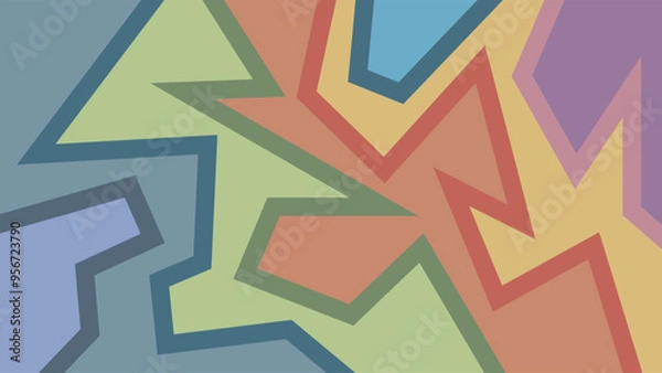 Obraz ABSTRACT COLORFUL FLAT PASTEL BACKGROUND WITH ZIG ZAG LINES DESIGN VECTOR TEMPLATE FOR WALLPAPER, COVER DESIGN, HOMEPAGE DESIGN