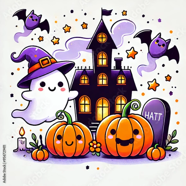 Fototapeta ハッピーハロウィンの可愛いキャラクターたち