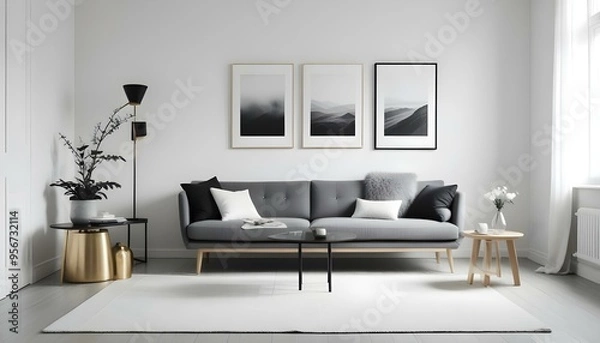 Fototapeta Photo interior modern design room 3d illustration