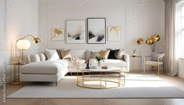 Obraz Photo interior modern design room 3d illustration