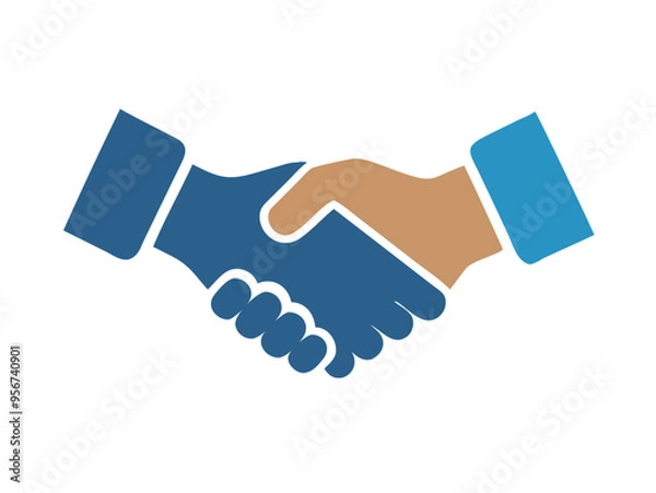 Obraz Handshake vector illustration of two businessmen shaking hands in a business deal