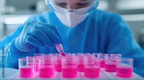 Fototapeta Laboratory Worker Handling Animal Models for Ethical Scientific Research and Analysis in a Medical or Healthcare Facility