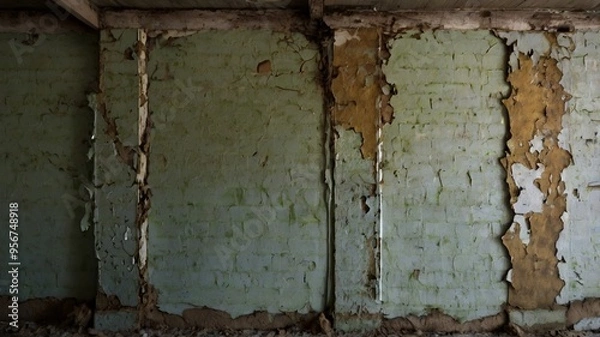 Fototapeta Aging Wall with Peeling Paint Texture. Generative AI