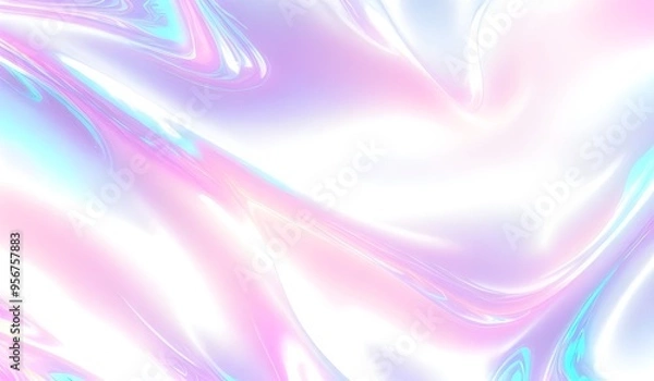 Fototapeta Holographic background seamless trendy iridescent light foil texture. Soft holographic pastel unicorn marble background pattern. Modern pearlescent blurry abstract swirl illustration.	
