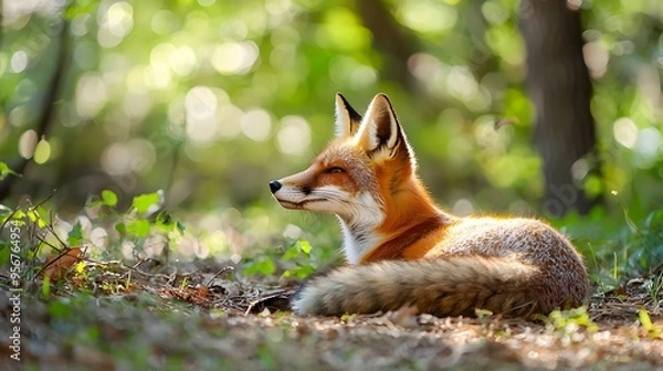 Fototapeta Captivating Close-up of a Majestic Fox in a Lush Forest Clearing