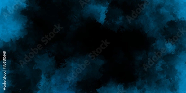 Fototapeta Abstract background with soft and bright blue grunge watercolor, old style dark blue grunge texture, Abstract blue smoke on black background,  Beautiful abstract colorful multicolor texture.
