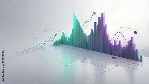 Fototapeta market 3D bar graph