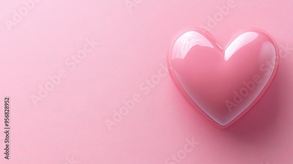 Fototapeta A minimalist pink heart set against a plain pink background, offering simplicity and elegance with a soft, calming effect.