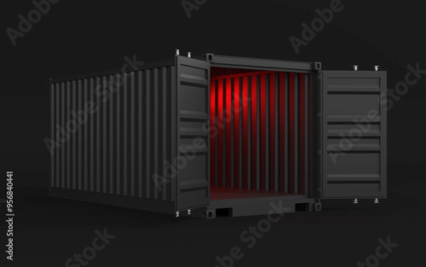 Obraz 3d render illustration of a cargo container. Perspective view.