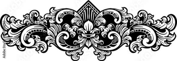 Obraz engraved ornament element design for border, editable color