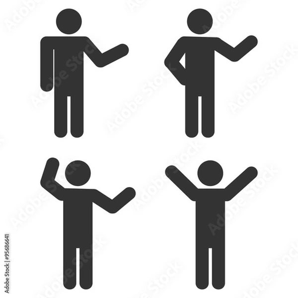 Fototapeta Stick figure positions set vector