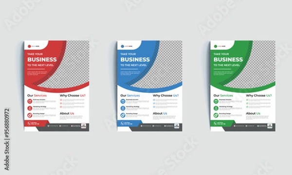 Obraz Simple business flyer template,Corporate Business flyer template, Flyer Template Geometric shape used for business poster layout,business flyer template with minimalist layout,Graphic design