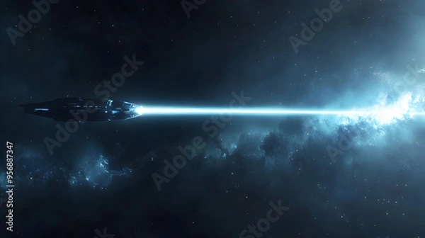 Fototapeta A single meteor streaking across the sky of a distant planet.


