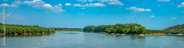 Fototapeta Panoramic view of the Daube river near Tulcea, Romania