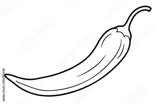 Fototapeta illustration of chili line art vector on white background