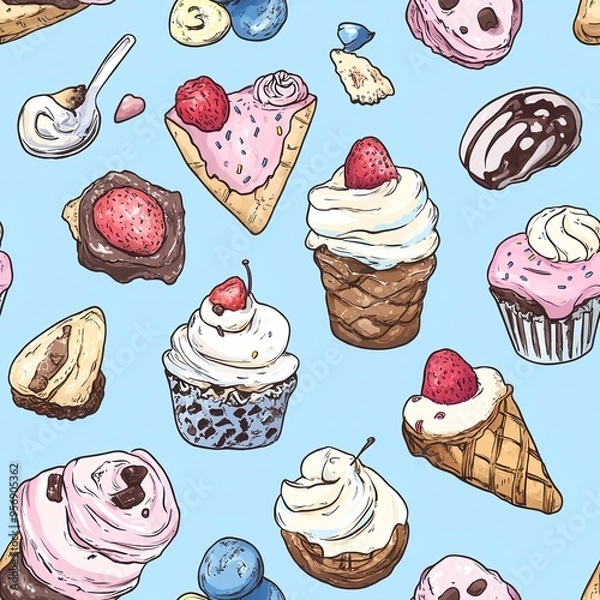 Obraz seamless pattern with cakes