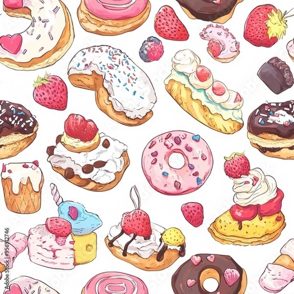 Obraz seamless pattern with cakes