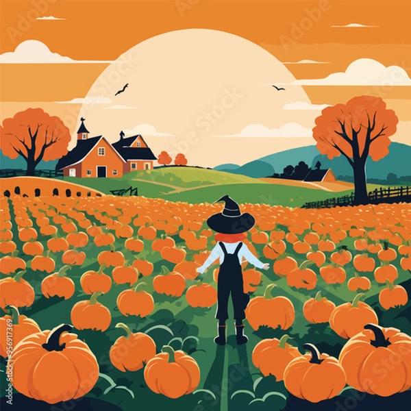 Obraz landscape with pumpkins