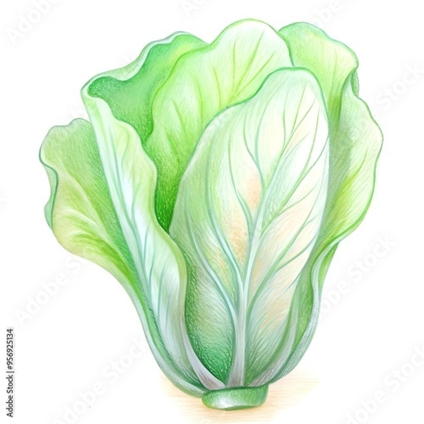 Obraz A detailed hand drawn illustration of a fresh. vibrant cabbage. perfect for adding a touch of nature to your designs.