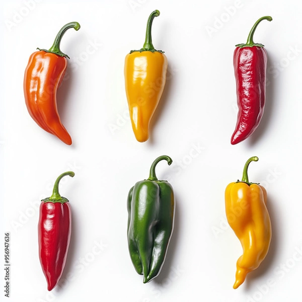 Obraz peppers on a clean white background.
