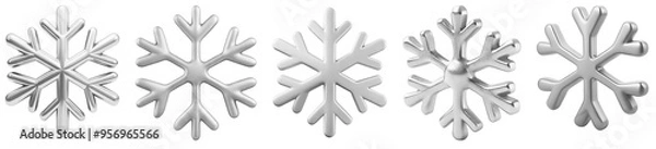 Obraz Set of silver Christmas snowflake decorations
