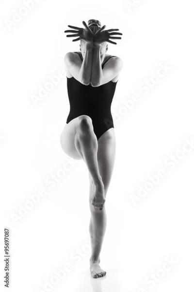 Obraz Modern ballet dancer posing on white background