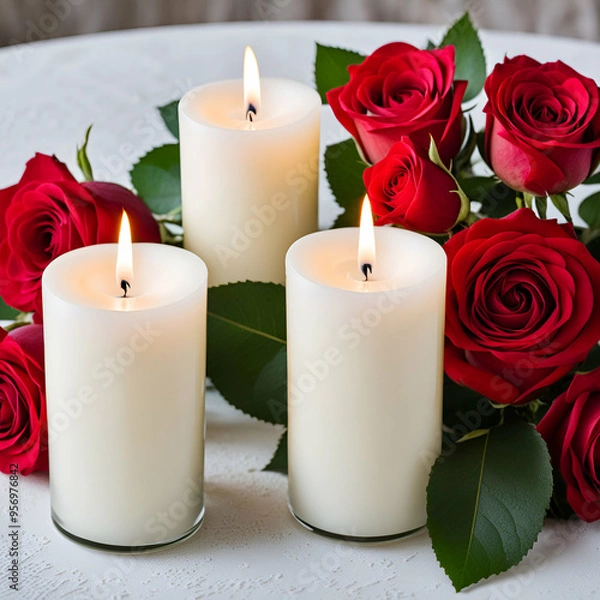 Fototapeta candle and rose