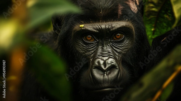 Fototapeta Close-up Portrait of a Powerful Gorilla in the Jungle