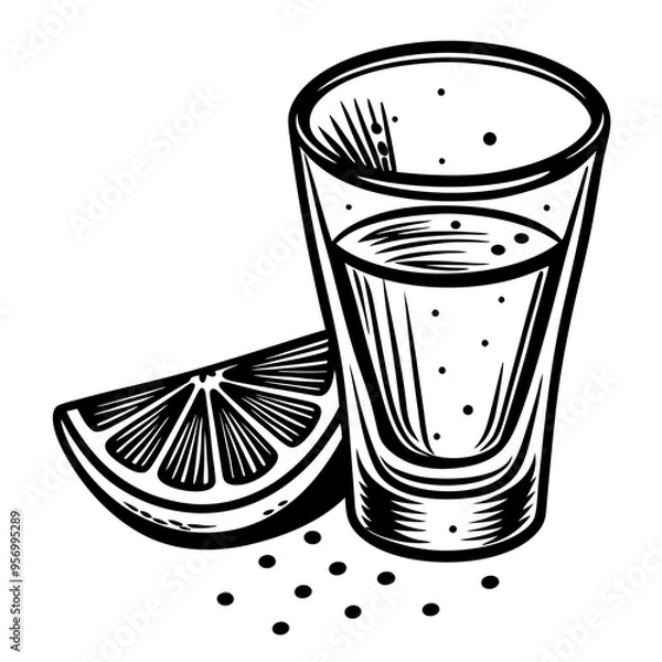 Fototapeta a glass of tequila with a lime slice