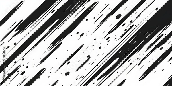 Fototapeta Diagonal Rainfall Pattern with Black Outline on White Background