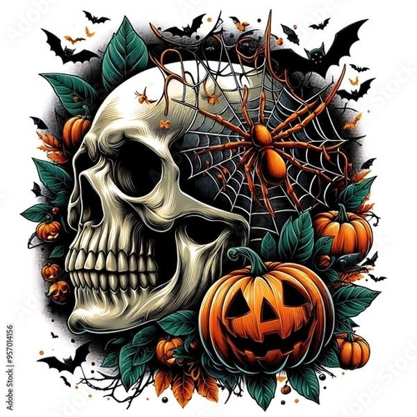 Fototapeta Happy Halloween Skull Background