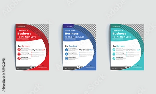 Obraz Simple business flyer template,Corporate Business flyer template, Flyer Template Geometric shape used for business poster layout,business flyer template with minimalist layout,Graphic design