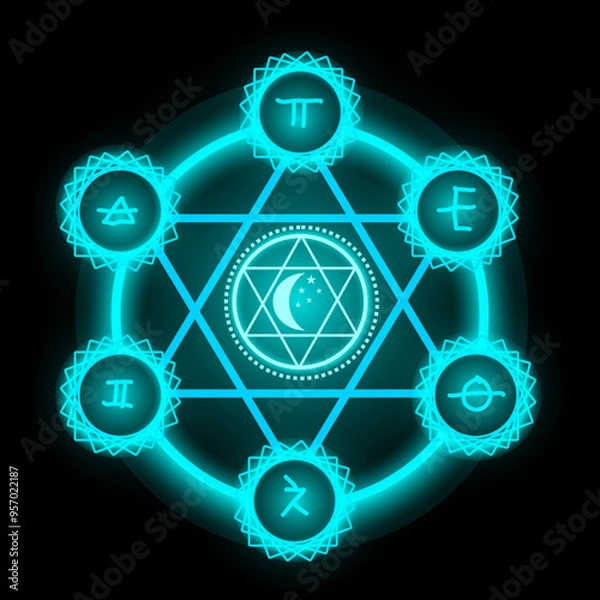 Fototapeta The magic ring has a spell directed. Vigorous and Powerful Black Background As Vector Illustration Use to make background images, flyers, posters, advertisements, news, websites.