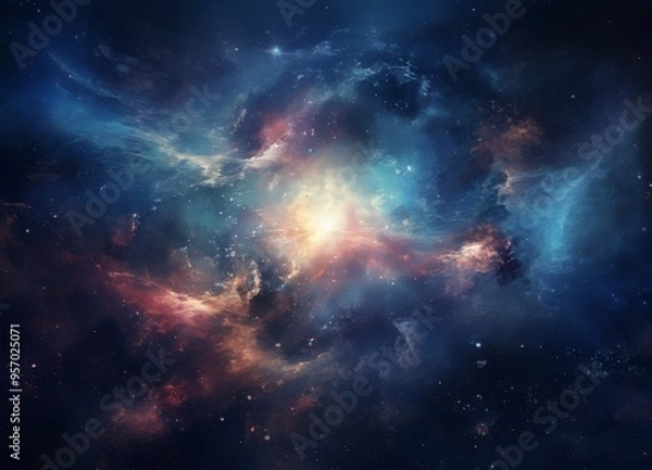 Fototapeta space scene with nebula and stars