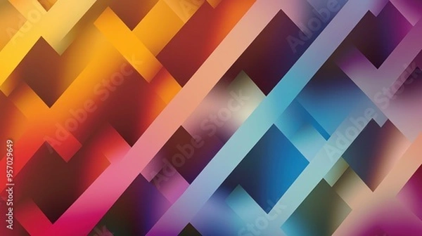Fototapeta A colorful zigzag shape with a gradient effect, transitioning smoothly between hues.