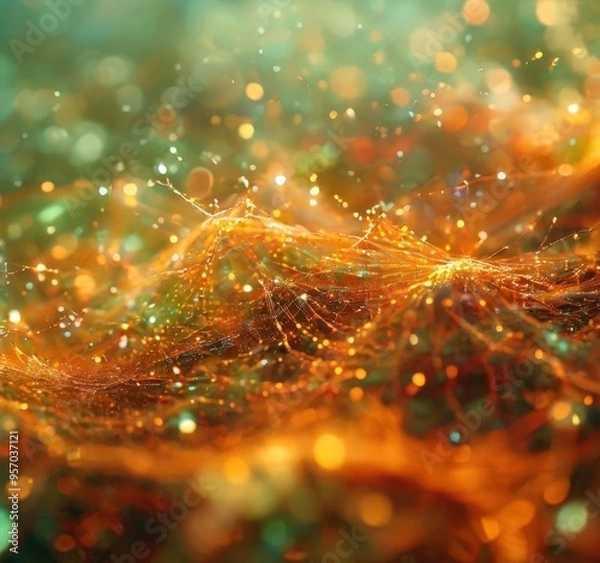 Fototapeta abstract background with golden lights