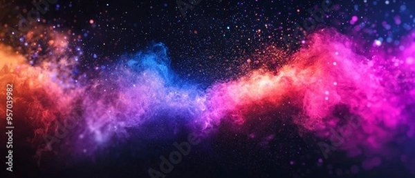 Fototapeta Futuristic data visualization with glowing blue lines and particles, forming a dynamic digital wave.