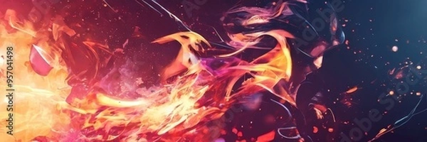 Fototapeta fire with many different colored shapes