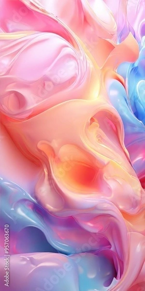 Fototapeta colorful abstract background with pink, blue and yellow swirl