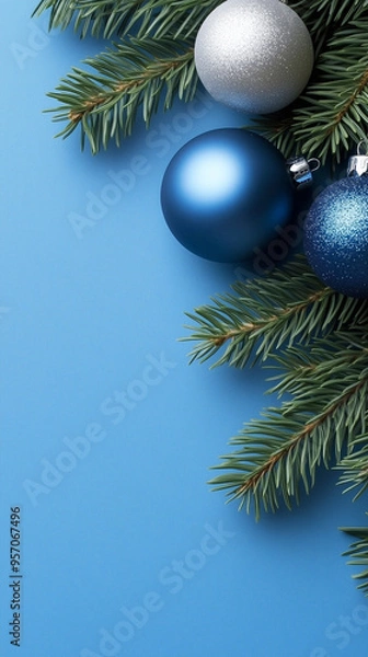 Fototapeta blue Christmas tree decoration background