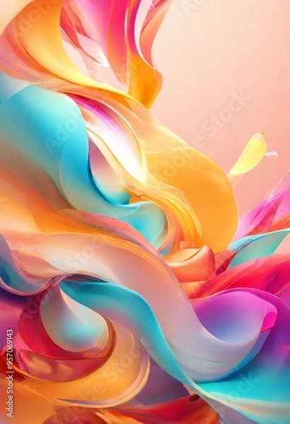 Fototapeta abstract background with colorful flowing liquid shapes