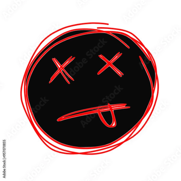 Fototapeta Stylized Expression of Distress in Red and Black