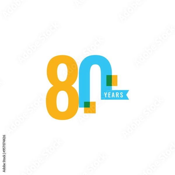 Fototapeta 80 Years colorful Anniversary Number Collection Design Vector Template Illustration