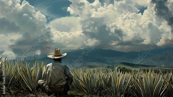 Obraz AGAVE PLANTATION. BACKGROUND. WALLPAPER  